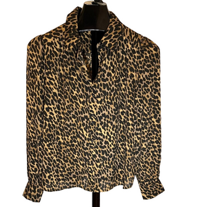 Daniel Rainn Leopard Print Blouse Size L Long Sleeve